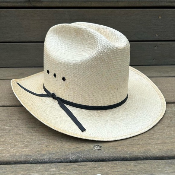 Stetson Accessories - Authentic Cream/Black Stetson Rancher Shantung Cowboy Hat in Natural Color Sz 7